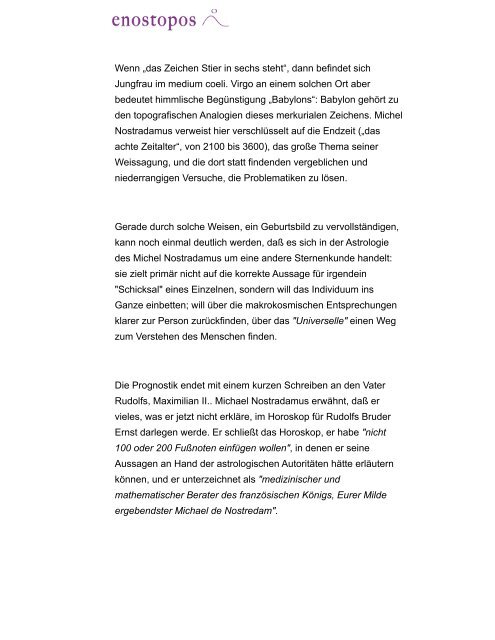 Ludwig Dinzinger Kurze Erläuterung zum Horoskop des Michel ...