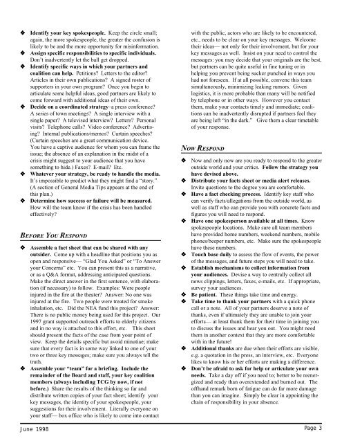 Action Plan for Crisis (PDF) - Theatre Communications Group