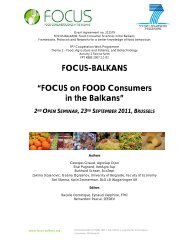 FOCUS-BALKANS “FOCUS on FOOD Consumers in the Balkans”