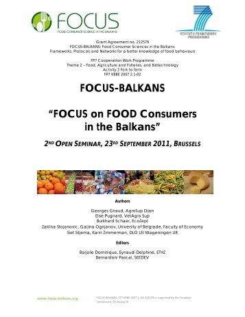 FOCUS-BALKANS “FOCUS on FOOD Consumers in the Balkans”