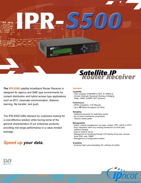 IPR-S500 Satellite IP Router Receiver - TBC Integration