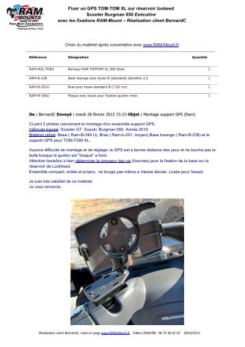 Suzuki Burgman 650 Exécutive GPS Tomtom XL ... - RAM Mount
