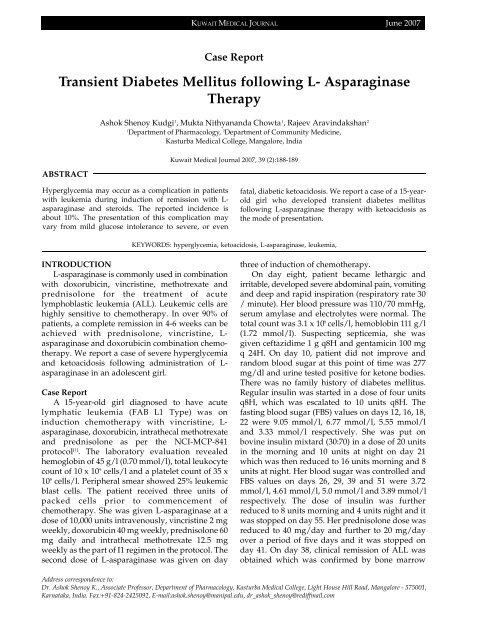 Vol 39 # 2 June 2007 - Kma.org.kw