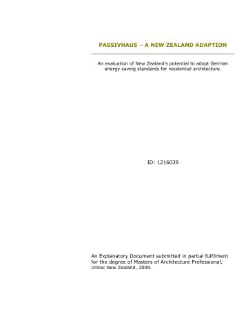 Passivhaus – A New Zealand adaption - Research Bank