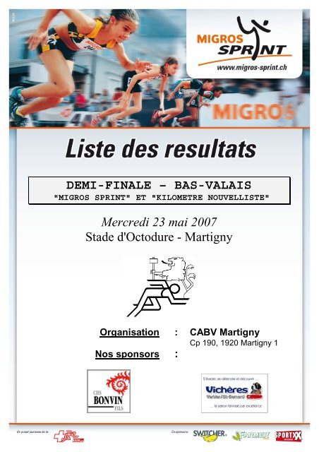 Eliminatoires Sprint & KM (Bas-Valais) Ã  Martigny - FVA