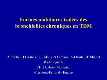 Formes nodulaires isolÃ©es des bronchiolites chroniques en TDM