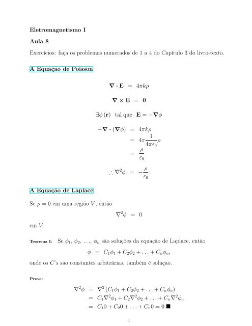 Eletromagnetismo I Aula 8 ExercÃ­cios: faÃ§a os problemas ... - IFSC