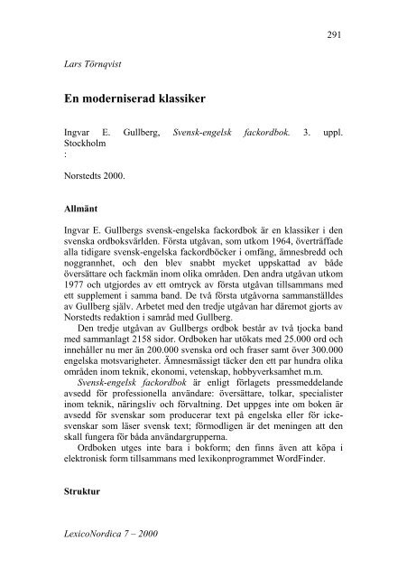 LEXICONORDICA 7 - Nordisk Sprogkoordination