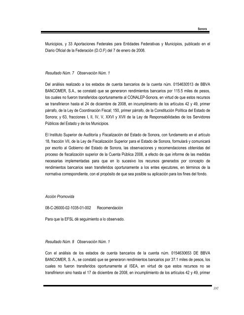 Informe del Resultado de la Fiscalización Superior de la Cuenta ...