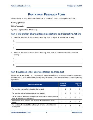 Participant Feedback Form (DB)