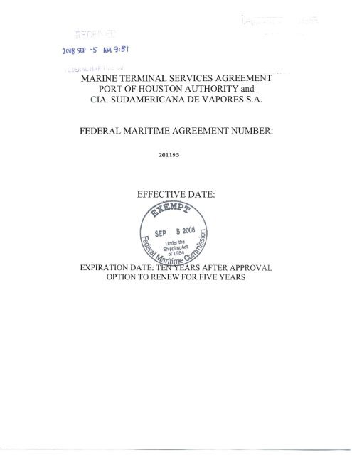 marine terminal services agreement port of houston authority