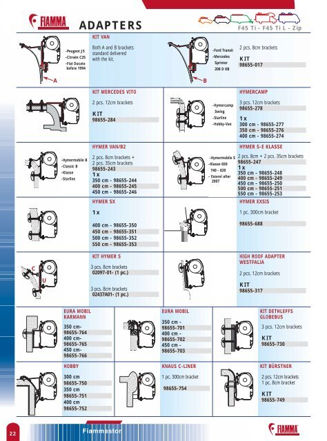 To download the complete Fiamma 2009 Catalogue click here.