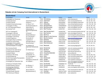 Rabatte mit der Camping Card International in Deutschland ...