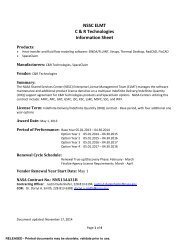 NSSC ELMT C & R Technologies Contract Information Sheet - Nasa