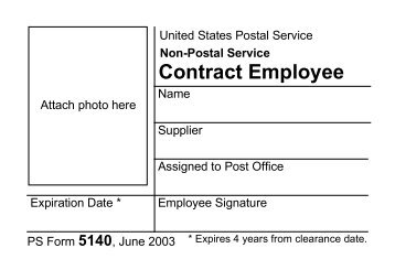 PS Form 5140, Non-Postal Service Contract ... - NALC Branch 78