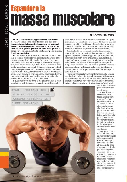 Espandere la massa muscolare (PDF) - Olympian's News