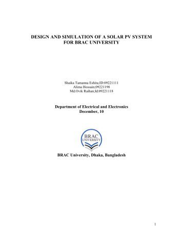 design and simulation of a solar pv system - BRAC University ...