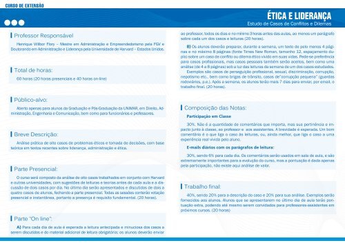 folder curso extensÃ£o - Ã©tica e lideranÃ§a.indd - Unimar