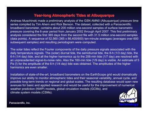 Solar-driven Atmospheric Tides - Paroscientific, Inc.