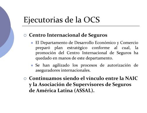 El Mercado de Seguros en Puerto Rico y la OCS - CÃ¡mara de ...