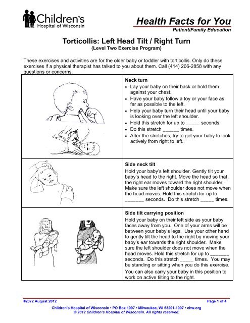 Torticollis Left Head Tilt/Right Turn - Children's Hospital of Wisconsin