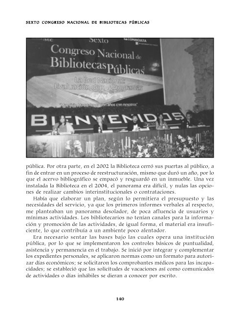 Memoria del Sexto Congreso Nacional de Bibliotecas PÃºblicas