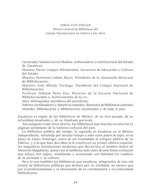 Memoria del Sexto Congreso Nacional de Bibliotecas PÃºblicas