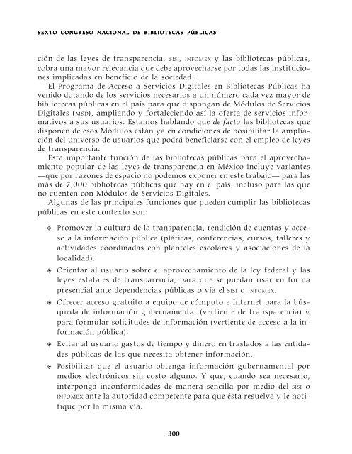 Memoria del Sexto Congreso Nacional de Bibliotecas PÃºblicas