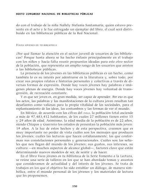 Memoria del Sexto Congreso Nacional de Bibliotecas PÃºblicas