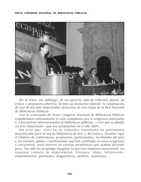 Memoria del Sexto Congreso Nacional de Bibliotecas PÃºblicas