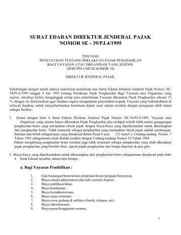 SE-39-PJ-4-1995 PPH YAYASAN PENDIDIKAN DAN KESEHATAN ...