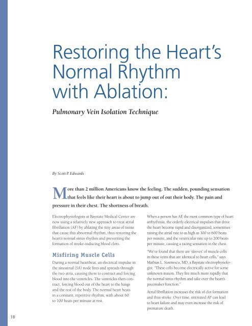 Restoring the Heart's Normal Rhythm with Ablation - Baystate Health