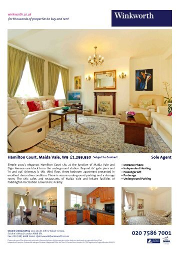 Hamilton Court, Maida Vale, W9 Â£1,299,950 Subject to ... - Winkworth