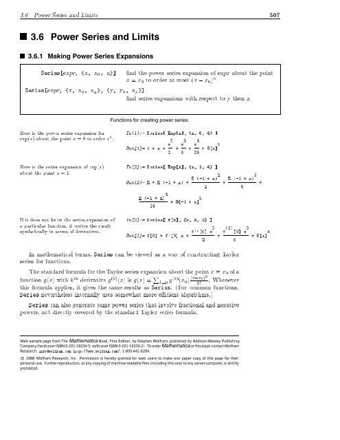 3.6.1 Making Power Series Expansions - Wolfram Research