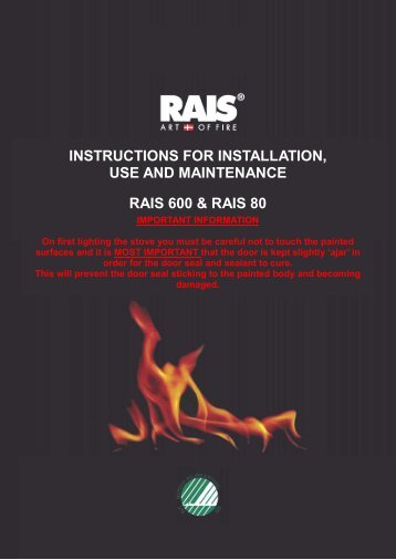 instructions for installation, use and maintenance rais ... - Robeys Ltd