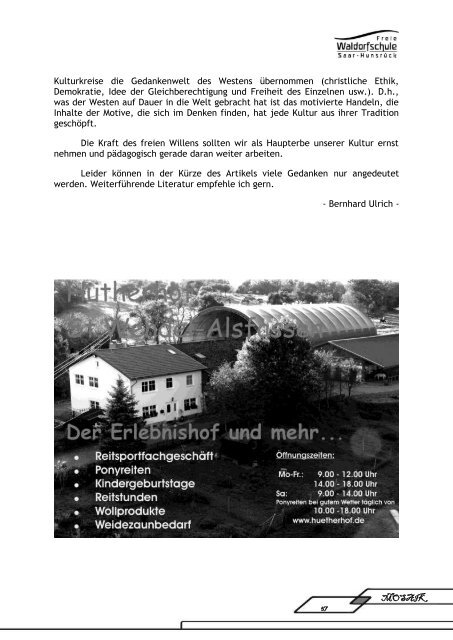 MOSAIK - Freie Waldorfschule Saar-Hunsrück Walhausen
