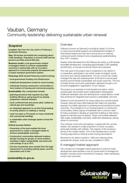 Case Study: Vauban, Germany - ResourceSmart