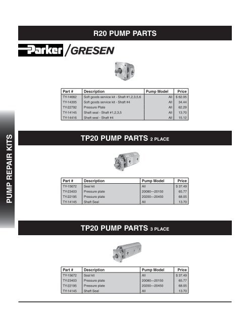 PARKER / GRESEN Pump Repair Kits