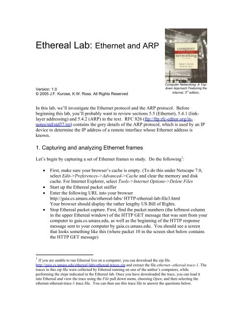 Ethereal Lab: Ethernet and ARP