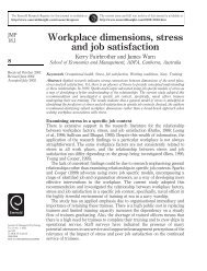 Workplace dimensions, stress and job satisfaction
