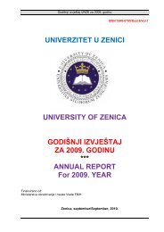 Godišnji izvještaj za 2009. godinu (pdf, 3,76 MB) - Univerzitet u Zenici