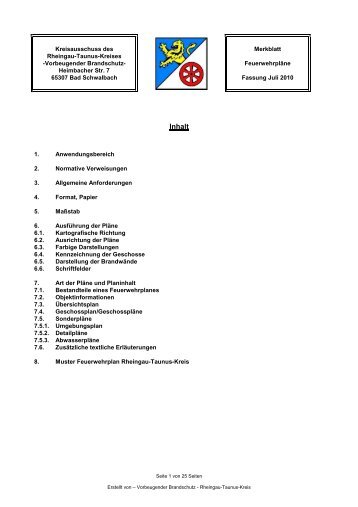 Feuerwehrplan - Rheingau - Taunus - Kreis