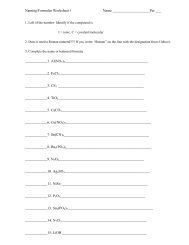 Naming/Formulas Worksheet