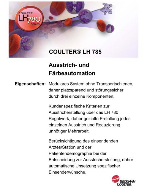 LH785 Eigenschaften - Beckman Coulter