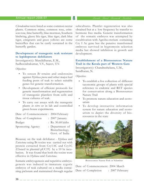 2006-07 - Kerala Forest Research Institute