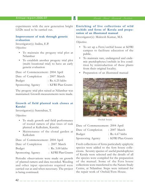 2006-07 - Kerala Forest Research Institute