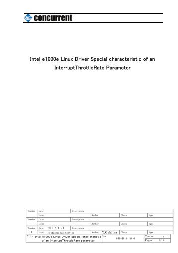 Intel e1000e Linux Driver Special characteristic of an ...