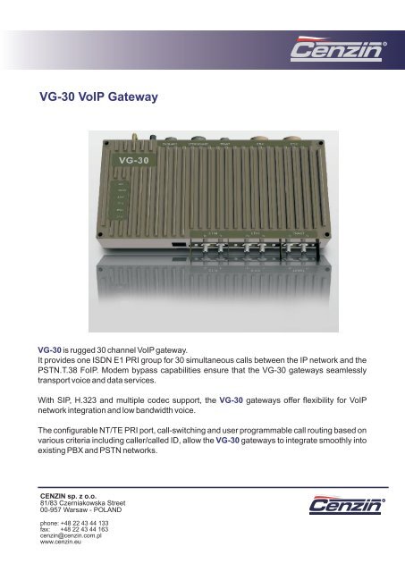 329. VG-30 VoIP Gateway - Cenzin