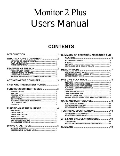 Monitor 2 Plus Users Manual - Aqua Lung