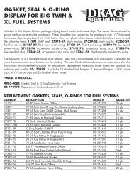 gasket, seal & o-ring display for big twin & xl fuel systems